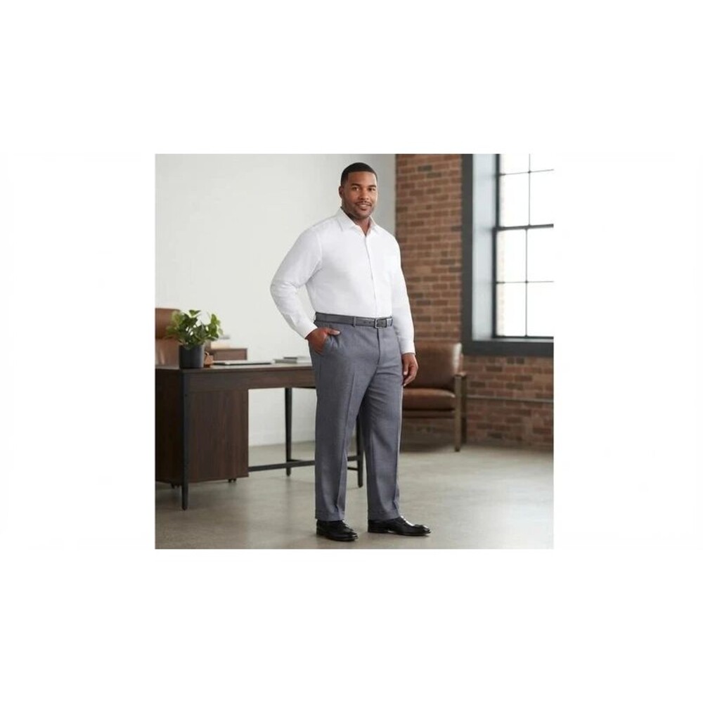 Roundtree & Yorke Travel Smart Men Blue Dress Pants Pleated Size 52x30